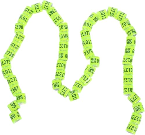 50 Stück Taubenbeinringe, 2025 Brieftaube Fußkettchen Leichter Aluminium-Plastik Ring für Renntauben, einfache Identifizierung & sicherer Sitz Aluminium-Kunststoff (hellgelbes Vereinigtes Königreich) von Bursker