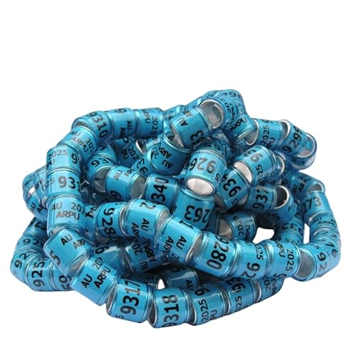 Bursker 50 Stück Taubenbeinringe, 2025 Brieftaube Fußkettchen Leichter Aluminium-Plastik Ring für Renntauben, einfache Identifizierung & sicherer Sitz Aluminium-Kunststoff (blaues Amerika) von Bursker