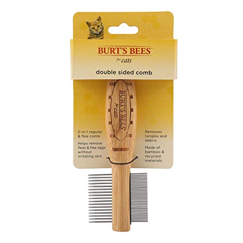 Burt's Bees Für Haustiere 2-in-1 doppelseitiger Katzenkamm | Floh-Katzenkamm entfernt Flöhe, Verfilzungen und verfilztes Fell | normaler Katzenkamm ist ideal für mattierte Katzenhaare (FF12799) von BURT'S BEES FOR PETS