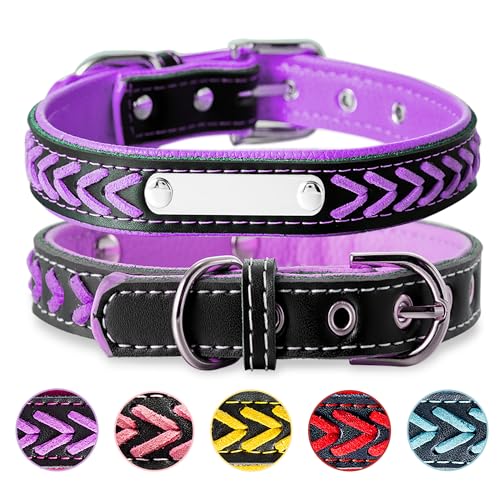 Geflochtenes Hundehalsband aus Leder Personalisierte Leder Hundehalsband mit Namen Gravur Halsband mit Namenschild für den kleinen Hund Hundehalsbänder S von Buruslove