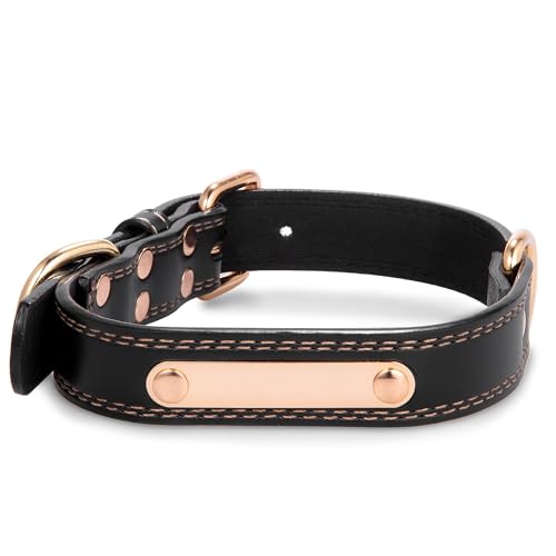 Personalisiertes Hundehalsband aus Leder | Verstellbar für Kleine/Mittel/Große Hunde | Mit Metall-D Ring & Namensschild Personalisiertes Hundehalsband aus Leder | Verstellbar für Kleine/Mittel/Große Hunde | Mit Metall-D Ring & Namensschild von Buruslove