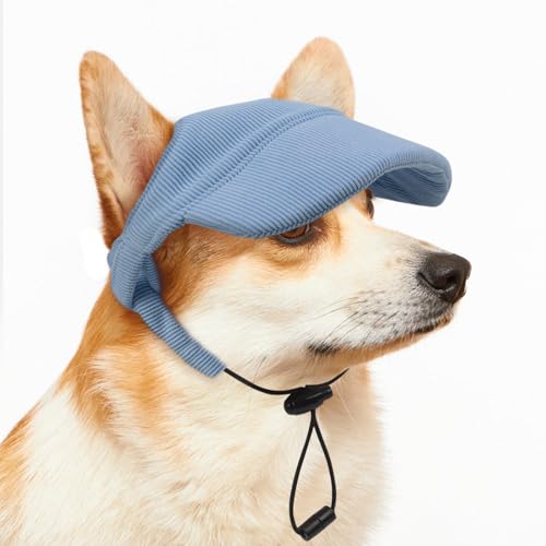 Baseballkappe für Hunde, Sommerhund, Sonnenschutz, verstellbar, für Haustiere, Katzen, Hunde, Baseballmütze, Visier mit Ohrlöchern (Blau, M) von Businey