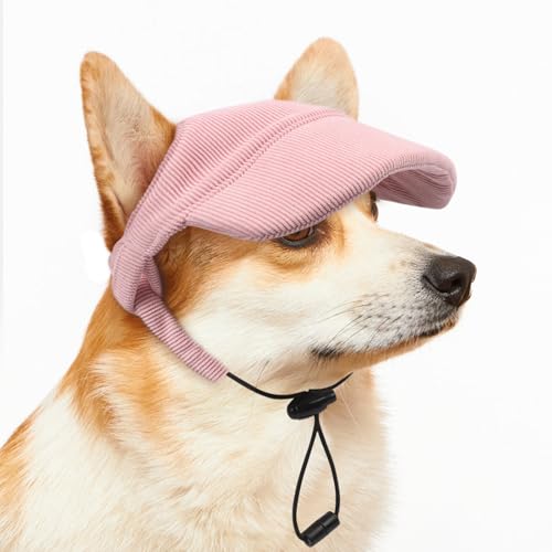 Baseballkappe für Hunde, Sommerhut, Sonnenschutz, verstellbar, für Haustiere, Katzen, Hunde, Baseballmütze, Visier mit Ohrlöchern (Rosa, M) von Businey