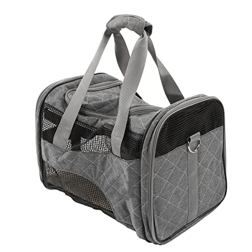 BusoTh Katzentragetasche, Hochelastisches PVC, Multi-Gitter-Design, Faltbare Hundetrage-Reisetasche, Extra Großes Fenster Im Freien für Katzen (Grey) von BusoTh