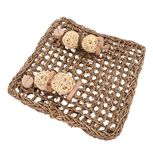 Luocute Haustier-Seegrasmatte, Dekorative Kaninchen-Aktivitätsmatte, Sicheres Zähneknirschen für Hasen und Meerschweinchen von Luocute