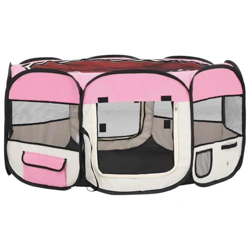 Bussandri Exclusive - Hundeauslauf klappbar mit Tragetasche 145x145x61 cm rosa Bussandri Exclusive - Hundeauslauf klappbar mit Tragetasche 145x145x61 cm rosa von vidaXL