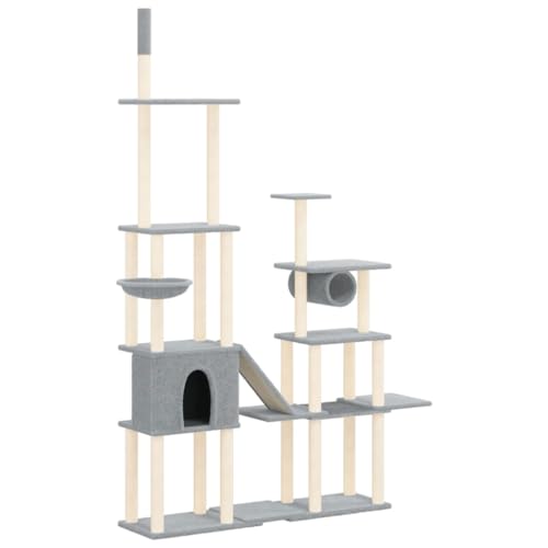 Bussandri Exclusive - Kratzbaum mit Sisal-Kratzsäulen Hellgrau 279 cm von vidaXL