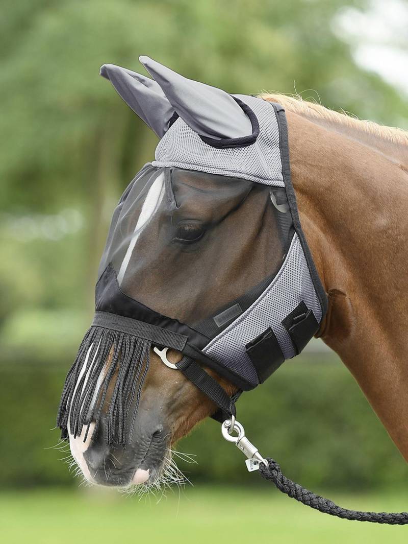 Busse Fliegenmaske Fly Cover Fransen Grau/Schwarz, Gr. Pony Busse Fliegenmaske Fly Cover Fransen Grau/Schwarz, Gr. Pony von Busse