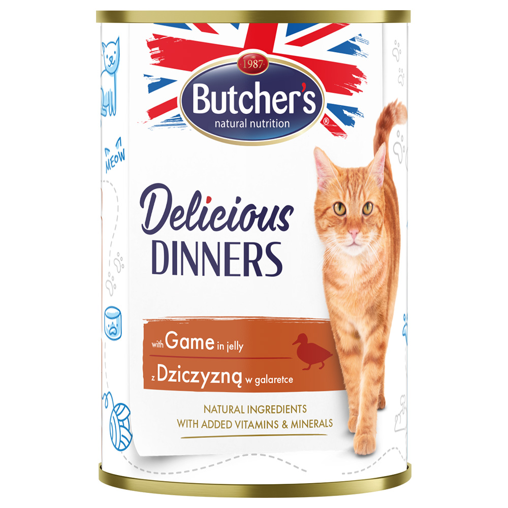 Butcher's Delicious Dinners Katze 24 x 400 g - mit Wild von Butcher's