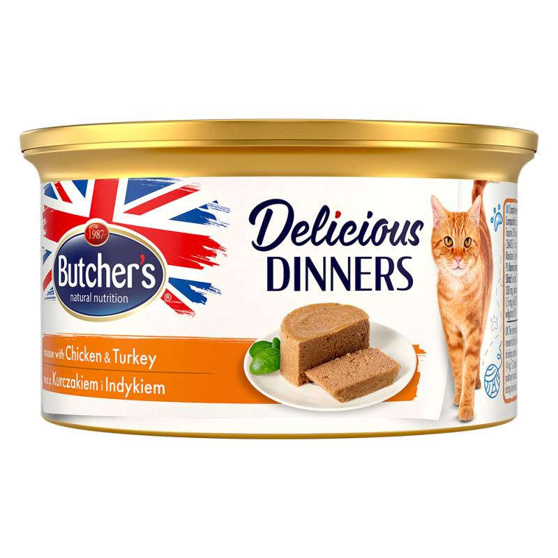 Butcher's Delicious Dinners Katze 24 x 85 g - Huhn & Truthahn von Butcher's