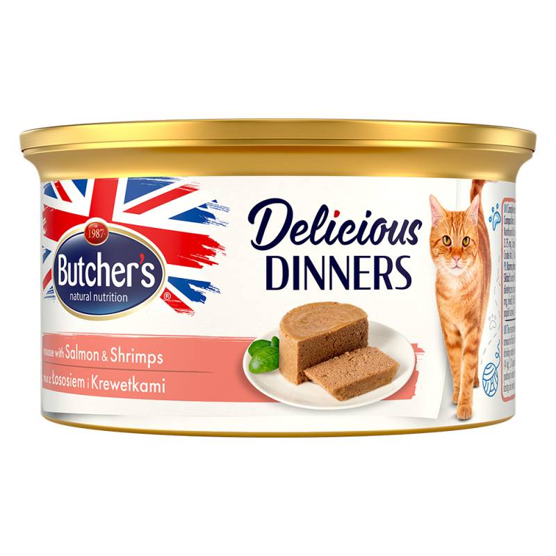 Butcher's Delicious Dinners Katze 24 x 85 g - Lachs & Garnelen von Butcher's