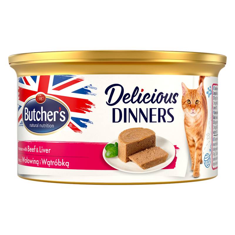 Butcher's Delicious Dinners Katze 24 x 85 g - Rindfleisch & Leber von Butcher's