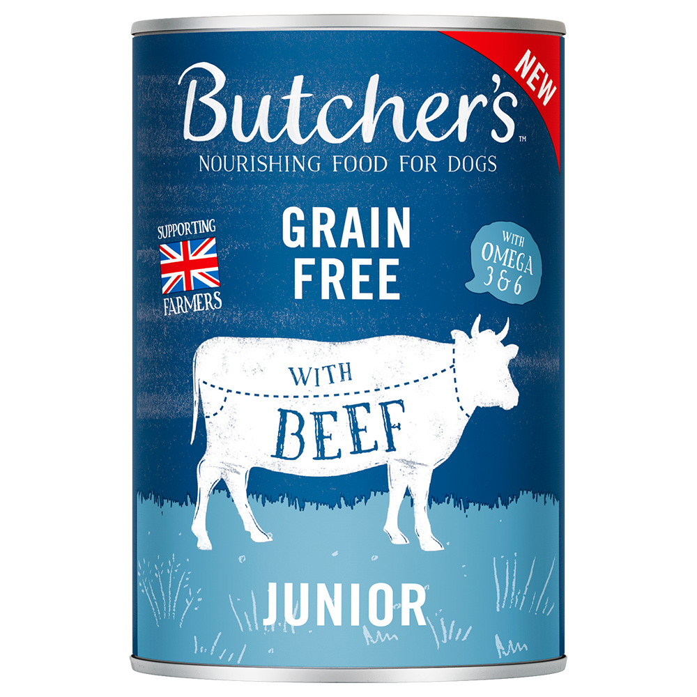 Butcher's Original Getreidefrei für Hunde 24 x 400 g - Junior mit Rind von Butcher's