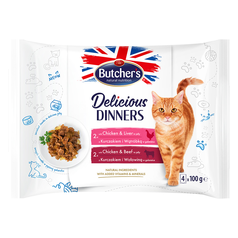 Megapack Butcher's Delicious Dinners Katze 64 x 100 g - Mix: Huhn & Leber, Huhn & Rind Megapack Butcher's Delicious Dinners Katze 64 x 100 g - Mix: Huhn & Leber, Huhn & Rind von Butcher's