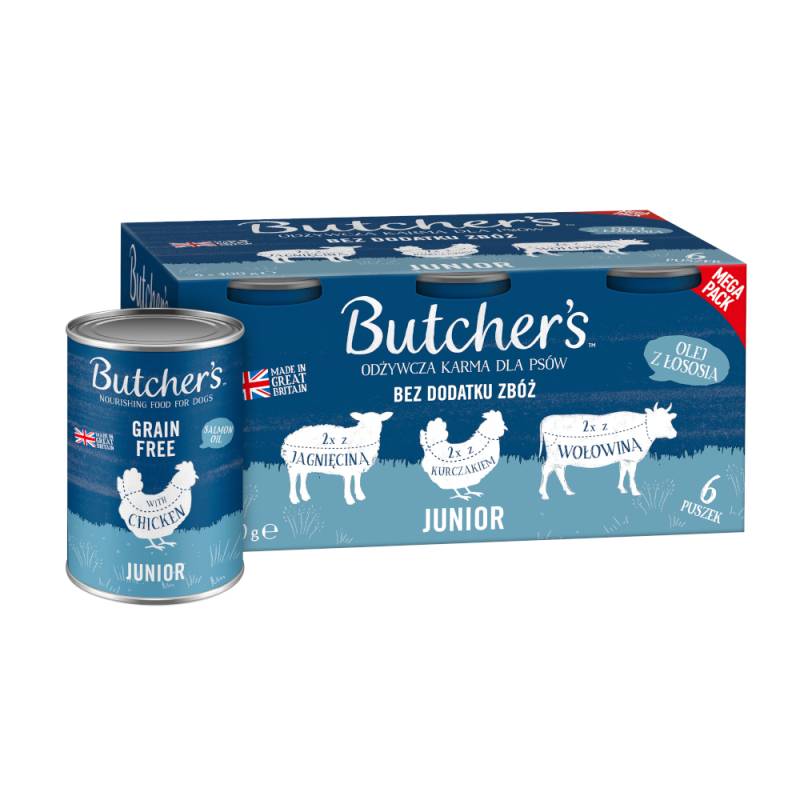 Sparpaket Butcher's Original Getreidefrei Junior 12 x 400 g - Mixpaket (3 Sorten) von Butcher's