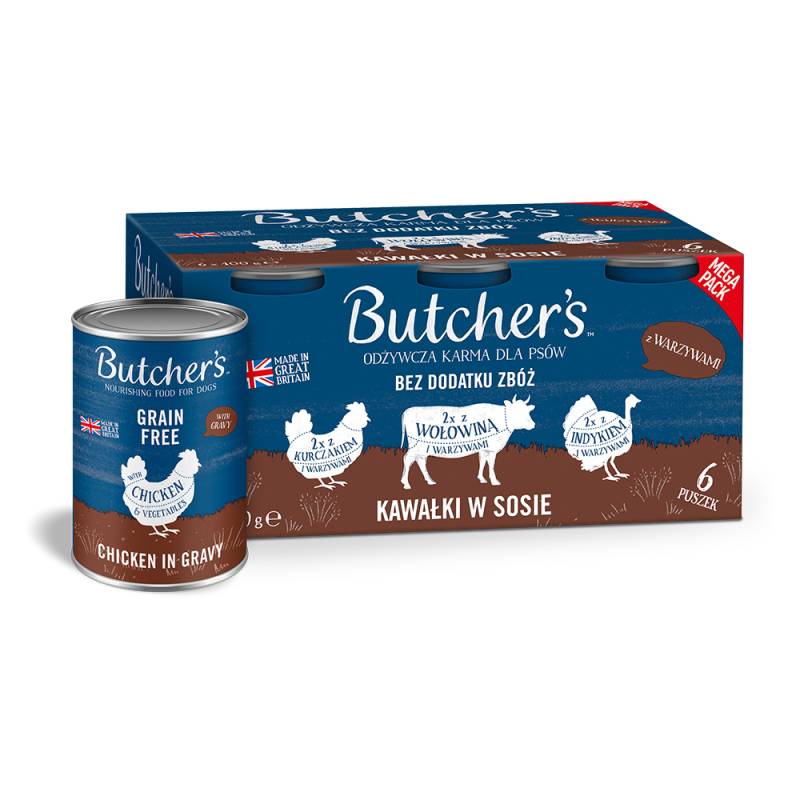 Sparpaket Butcher's Original Getreidefrei für Hunde 12 x 400 g - Mixpaket Pansen (3 Sorten Pastete) von Butcher's