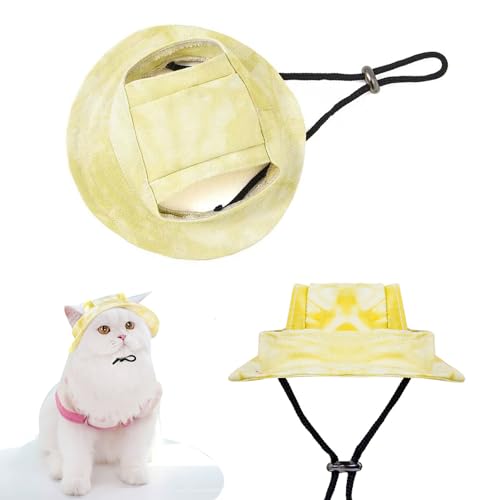 Hunde Baseballmütze, Verstellbar Hundemütze, Baseballmütze für Haustiere, Verstellbar Sommer Sonnenschutz Hut Sonnenhüte mit Ohrlöchern,Haustier Sommer Hut für Welpen Hunde Mütze(Gelb, L) von Butyeak