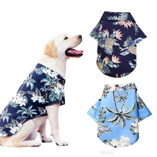 Hundeshirts für Hunde, Puppy Hawaiian Shirt, Hundekleidung, Katzen Klamotten, Floral Kokosnussbaum Hemden, Hawaii Hemden, Hund Sommer Bekleidung für Kleine Bis Mittlere Hunde Katzen, 2 Pcs von Butyeak