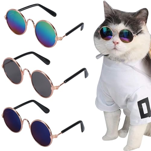 Katzen Sonnenbrille, Haustier Brille, Retro Kätzchen Sonnenbrille, 3 Stück Klassische Katzenbrille, Hundebrille UV-Schutz, Brille für Kleine Hunde and Katzen, Sommerdekoration für Haustiere Katzen Sonnenbrille, Haustier Brille, Retro Kätzchen Sonnenbrille, 3 Stück Klassische Katzenbrille, Hundebrille UV-Schutz, Brille für Kleine Hunde and Katzen, Sommerdekoration für Haustiere von Butyeak