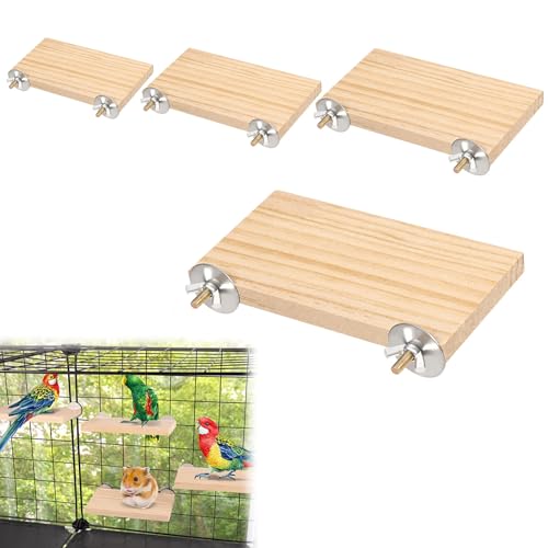 Sitzbrett Wellensittich, Vogelplattform, Holz Plattform für Haustiere, Papagei Plattform, Haustierkletterplattform, Hamster Plattfor, Vögel Vogelkäfig Zubehör, Wllensittich Spielzeug, 4Pcs Sitzbrett Wellensittich, Vogelplattform, Holz Plattform für Haustiere, Papagei Plattform, Haustierkletterplattform, Hamster Plattfor, Vögel Vogelkäfig Zubehör, Wllensittich Spielzeug, 4Pcs von Butyeak