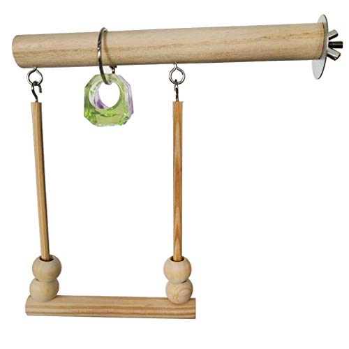 Buwei Bird Swing Holzpapagei Barsch Ständer Spielstand mit Kau Perlen Käfig Spielzeug von Buwei