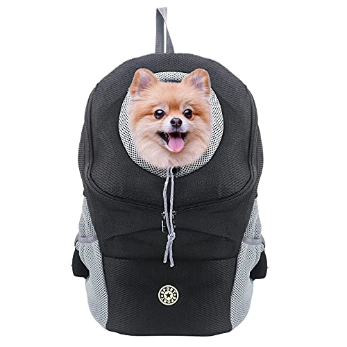 Buwico Hunde- und Katzen Hunderucksack, Welpen-Haustier-Front-Paket mit atmungsaktivem Head-Out-Design und gepolsterter Schulter zum Wandern im Freien(Geeignet für Haustiere von 7-8 kg) von Buwico