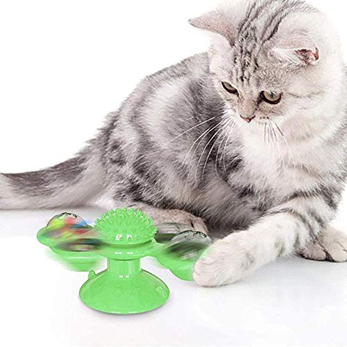 Buyter Spinnende Windmühle blinkt Katzenspielzeug Kratzmassage mit Saugnapf von Buyter