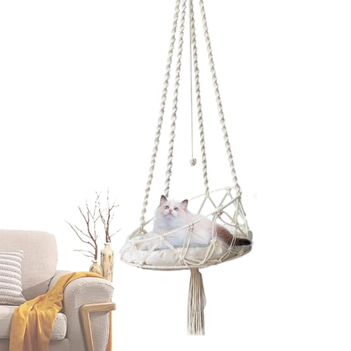 Bvizyelck Hängematte für Indoor-Katzen, Boho-Hängematte mit Makramee – bequeme Haustier-Katzen-Bettwäsche, Kätzchen, schlafen, Spielen, Klettern, Hängematte für Garten, Arbeitszimmer, Wohnzimmer Bvizyelck Hängematte für Indoor-Katzen, Boho-Hängematte mit Makramee – bequeme Haustier-Katzen-Bettwäsche, Kätzchen, schlafen, Spielen, Klettern, Hängematte für Garten, Arbeitszimmer, Wohnzimmer von Bvizyelck