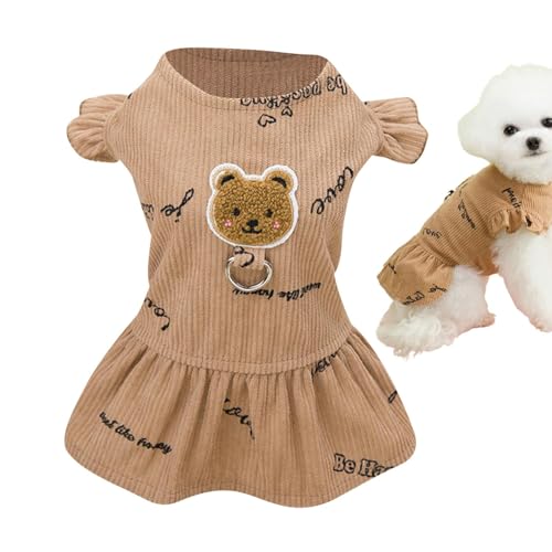 Bvizyelck Hundekostüme für mittelgroße Hunde, Hundekleider für kleine Hunde - Cartoon-Hundekleid mit Bärenmuster aus Polyester | Modische Alltagskleidung für Hunde, bequeme weiche Haustierkleidung für von Bvizyelck