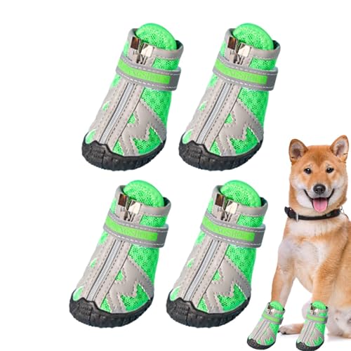 Bvizyelck Hundeschuhe Anti-Rutsch,Hundeschuhe atmungsaktiv - 4 Stück tolle Stiefeletten für Hundepfoten,Rutschsichere Hundeschuhe mit robuster Gummisohle, atmungsaktive Hundeschuhe in 5 Größen für von Bvizyelck