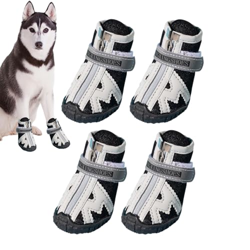 Bvizyelck Hundeschuhe Anti-Rutsch,Hundeschuhe atmungsaktiv - Hundestiefel mit reflektierendem,Hundestiefel in 5 Größen mit robuster Gummisohle, atmungsaktive Hundestiefel, rutschfest für den von Bvizyelck