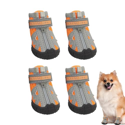 Bvizyelck Hundeschuhe Outdoor,Hundestiefel, Hundestiefel mit reflektierendem - Hundeschuhe in 5 Größen verhindern EIN Verrutschen, atmungsaktive Hundeschuhe mit robuster Gummisohle für sommerlich von Bvizyelck