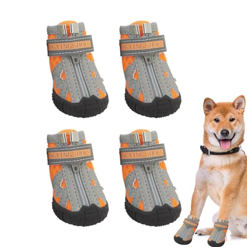 Bvizyelck Hundestiefel, rutschfeste Hundeschuhe, 4 Stück tolle Stiefeletten für Hundepfoten, Hundestiefel in 5 Größen mit robuster Gummisohle, atmungsaktive Hundestiefel, rutschfest für den Sommer, von Bvizyelck