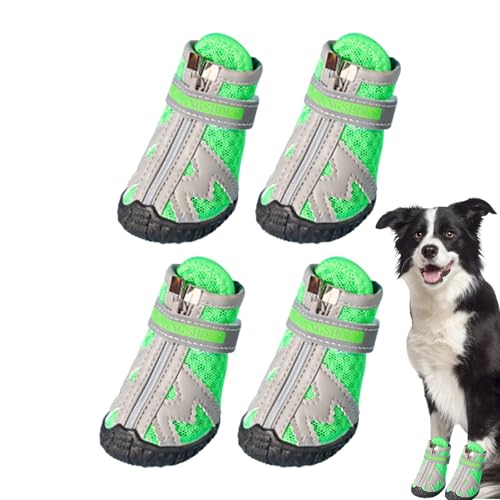 Bvizyelck Hundestiefel, rutschfeste Hundeschuhe | 4 Stück tolle Stiefeletten für Hundepfoten | Hundeschuhe in 5 Größen, atmungsaktiv, verhindert ein Verrutschen der Hundeschuhe mit robuster Gummisohle von Bvizyelck