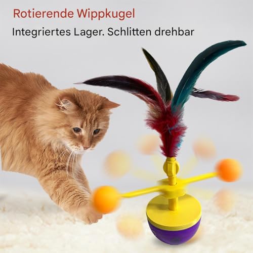 Bvizyelck Indoor Katzenspielzeug | Rollendes Katzenball Spielzeug Mit Federn | Interaktiver Teaser Für Unterforderten Kätzchen | Für Kätzchen Interaktives Spielen Indoor von Bvizyelck