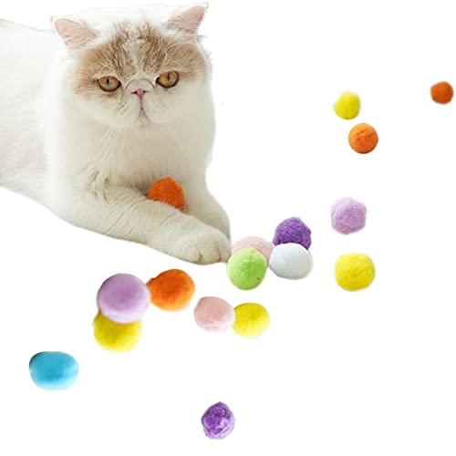 Bvizyelck Interaktiver Katzenball, Katzenballspielzeug,Flauschige Bälle für Katzen 12 Stück | Elastische weiche Pom-Pom-Bälle für Kätzchen, interaktive Plüschspielzeugbälle für das Training und von Bvizyelck