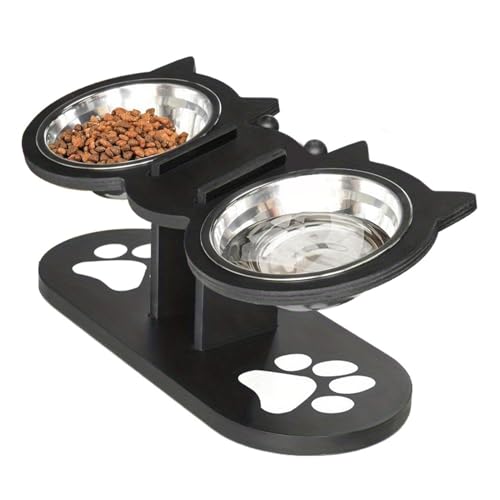 Bvizyelck Katzennapfstation - Verstellbarer Napfständer - Haustier Tränke Für Haushalt Mehrkatzenhaushalte Kätzchen Senioren von Bvizyelck