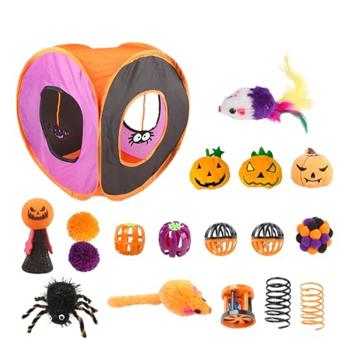 Bvizyelck Katzentunnel-Spielzeugset, Katzentunnel für Hauskatzen, Süßes interaktives Katzenspielzeug-Set, Halloween-Katzen-Federstab, Ball, Frühlingsmäusespielzeug, faltbares quadratisches Bvizyelck Katzentunnel-Spielzeugset, Katzentunnel für Hauskatzen, Süßes interaktives Katzenspielzeug-Set, Halloween-Katzen-Federstab, Ball, Frühlingsmäusespielzeug, faltbares quadratisches von Bvizyelck
