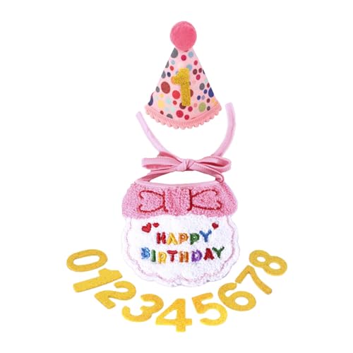 Katzen-Geburtstagskostüm, Katzen-Geburtstagshut,Katzen-Geburtstagsparty-Zubehör - Katzen-Happy-Birthday-Party-Dekorationen, festliches Katzen-Geburtstagshalsband, Geburtstagszubehör mit den Zahlen 0–8 von Bvizyelck