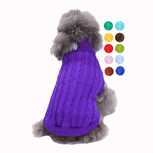 Hundepullover, Warmer Haustierpullover, Katzenpullover Hund Sweatshirt Kleidung Mantel Bekleidung für kleine Hunde & Kätzchen (Lila, L) von Bwealthest
