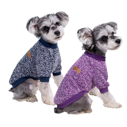 Hundepullover für kleine Hunde, warm, für den Winter, niedlich, weich, Haustierkostüm für Jungen, Mädchen, Hunde, Katzen, Bulldogge, Mops, Yorkie, Kätzchen, Chihuahua, Marineblau, Lila, Größe L, 2 Hundepullover für kleine Hunde, warm, für den Winter, niedlich, weich, Haustierkostüm für Jungen, Mädchen, Hunde, Katzen, Bulldogge, Mops, Yorkie, Kätzchen, Chihuahua, Marineblau, Lila, Größe L, 2 von Bwealthest