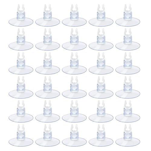 Bxian 30 Stück 3/16 Zoll ID transparente Aquarium-Saugnapfklemme, Luftschlauch-Befestigungsklemme, Aquarium-Schlauch, Kunststoff-Befestigungsklemme, Aquarium-Zubehör, Öffnungssaugnapf, Netzkabel von Bxian