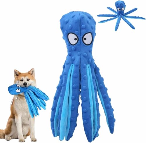 Bxjinkele Whiskerspot Octopus Hundespielzeug, umweltfreundliches Quietschplüschtier, Hundespielzeug ohne Füllung für Welpen im Zahnwechsel, Kauspielzeug für Hunde mit aggressivem Kauverhalten (Blau) Bxjinkele Whiskerspot Octopus Hundespielzeug, umweltfreundliches Quietschplüschtier, Hundespielzeug ohne Füllung für Welpen im Zahnwechsel, Kauspielzeug für Hunde mit aggressivem Kauverhalten (Blau) von Bxjinkele
