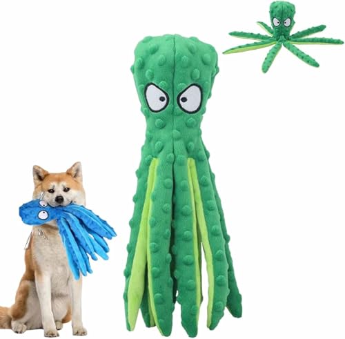 Bxjinkele Whiskerspot Octopus Hundespielzeug, umweltfreundliches Quietschplüschtier, Hundespielzeug ohne Füllung für Welpen im Zahnwechsel, Kauspielzeug für Hunde mit aggressivem Kauverhalten (Grün) Bxjinkele Whiskerspot Octopus Hundespielzeug, umweltfreundliches Quietschplüschtier, Hundespielzeug ohne Füllung für Welpen im Zahnwechsel, Kauspielzeug für Hunde mit aggressivem Kauverhalten (Grün) von Bxjinkele