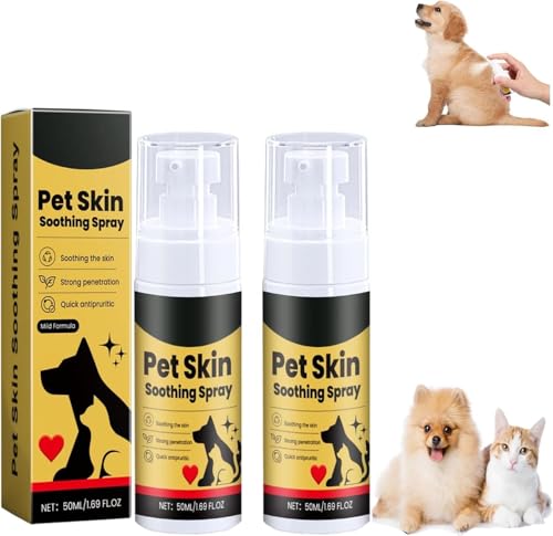 Haustier Hautbehandlung Spray, Hunde Haut Reparatur Spray, Haustier Wunde Pflege Spray, Juckreiz Relief Sprays, Natur beruhigende Lösung für juckende Haut, Hund juckende Haut Behandlung (2PC) von Bxjinkele