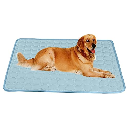 Kühlmatte für Den Sommer,Kühlmatte Hund, Hundekühlmatte für Hund und Katze, Selbstkühlende Matte für Haustiere Summer Pet Ice Pad, Natürliche Kühlung Abrieb- und Bissfest (Hellblau,62cm*50cm) von Bxjinkele
