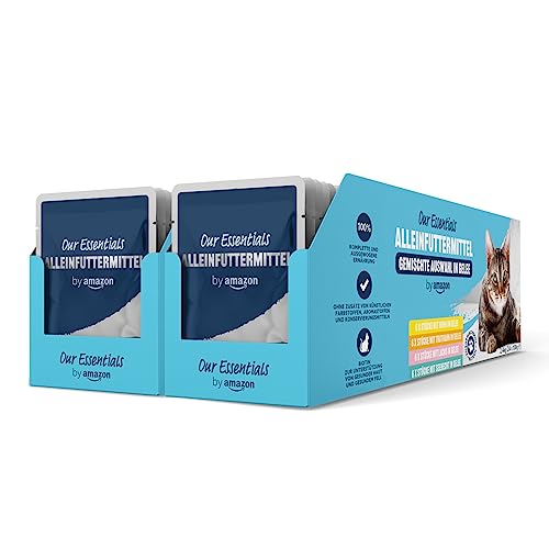 By Amazon - Alleinfuttermittel für ausgewachsene Katzen- Gemischte Auswahl in Gelee 4.8 kg, 100g (48er-Pack) von by Amazon