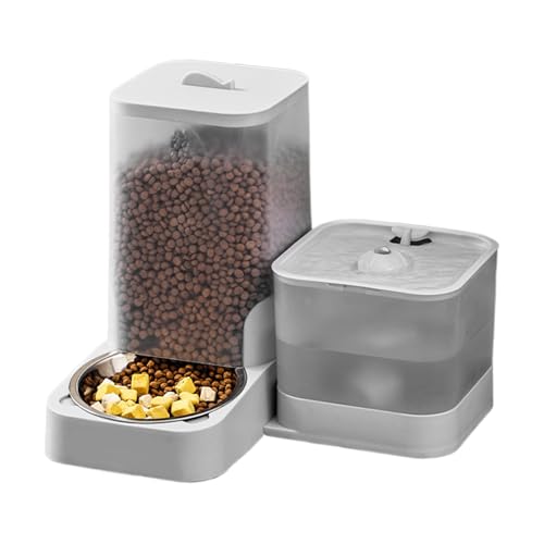 Automatischer Haustier-Feeder- Und Wasserspender, Edelstahl-Haustierschale, Katzenfutterspender, 12.01x10.43x5,71 Zoll, Überpill-bestehendes Design, Große Kapazität, Für Katzen, Hunde Und Multi-Pet-Ha von Byeaon