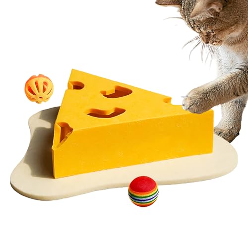 Kratzspielzeug Aus Filz Für Katzen, Katzenspielzeug Im Käse-Design, Kratzbrett Zur Krallenpflege, Aus Ungiftigen Materialien, Tragbar Und Leicht, 35/35/10 Cm, Für Kleine, Mittelgroße Und Große Kätzche von Byeaon