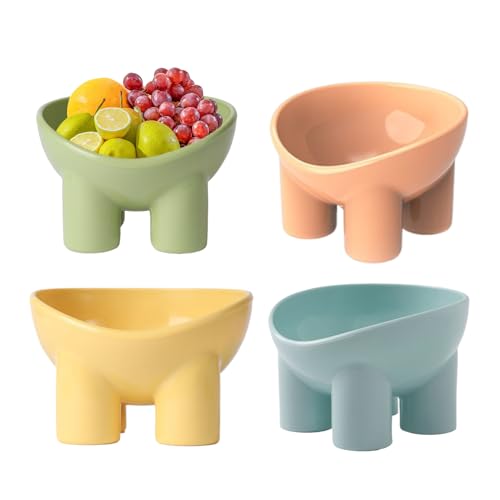 Tschüss Katzengerichte für Essen | Elefantenbein Katzengerichte 4 Stück Food Bowl | Erhöhter Hundefutterautomat Nicht-Skid-Snack-Teller für Welpen & Obst von Byeaon